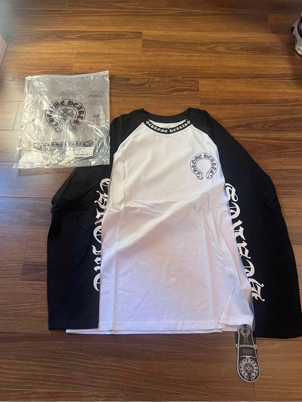 Chrome Hearts Black & White Raglan Long Sleeve Tee